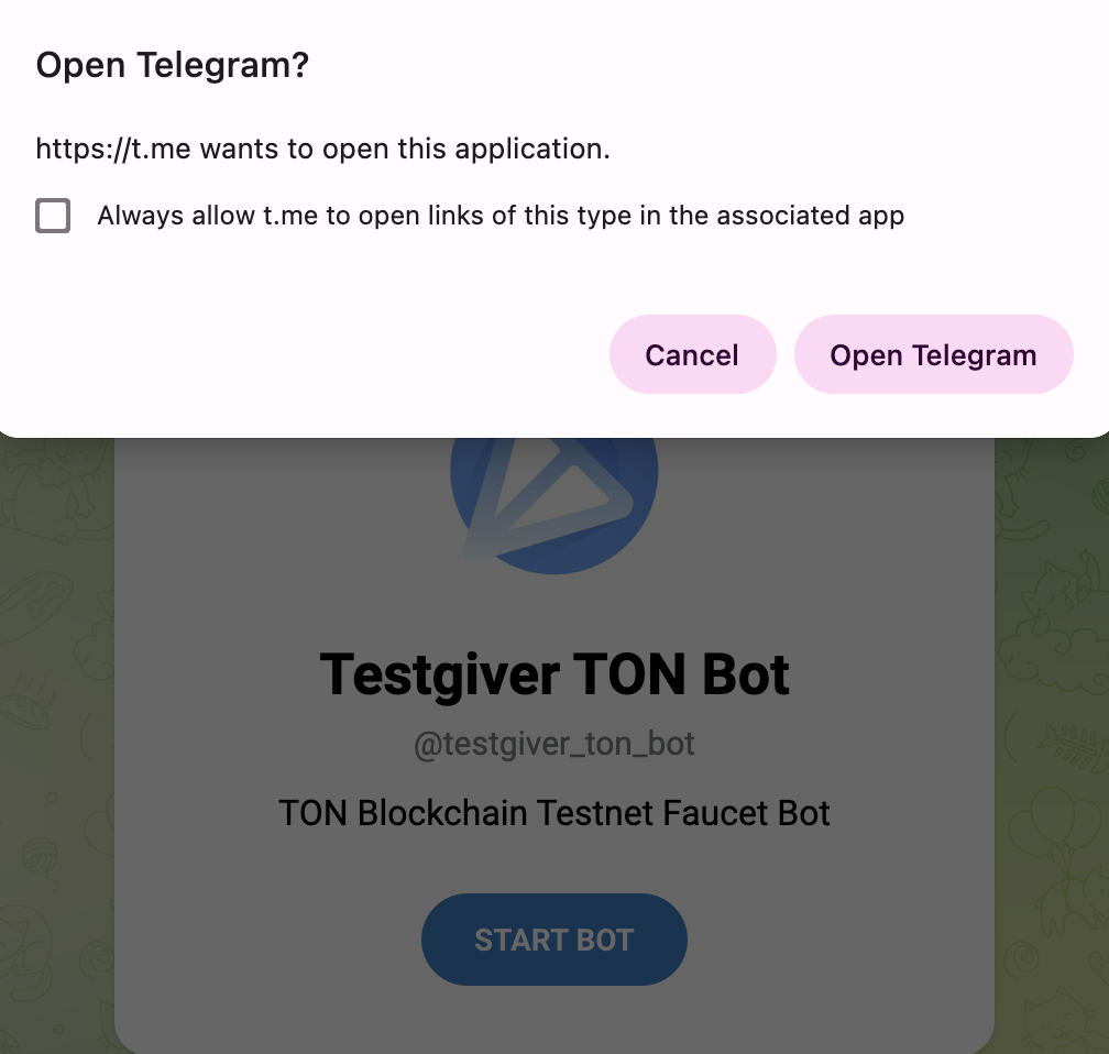 Open Telegram prompt