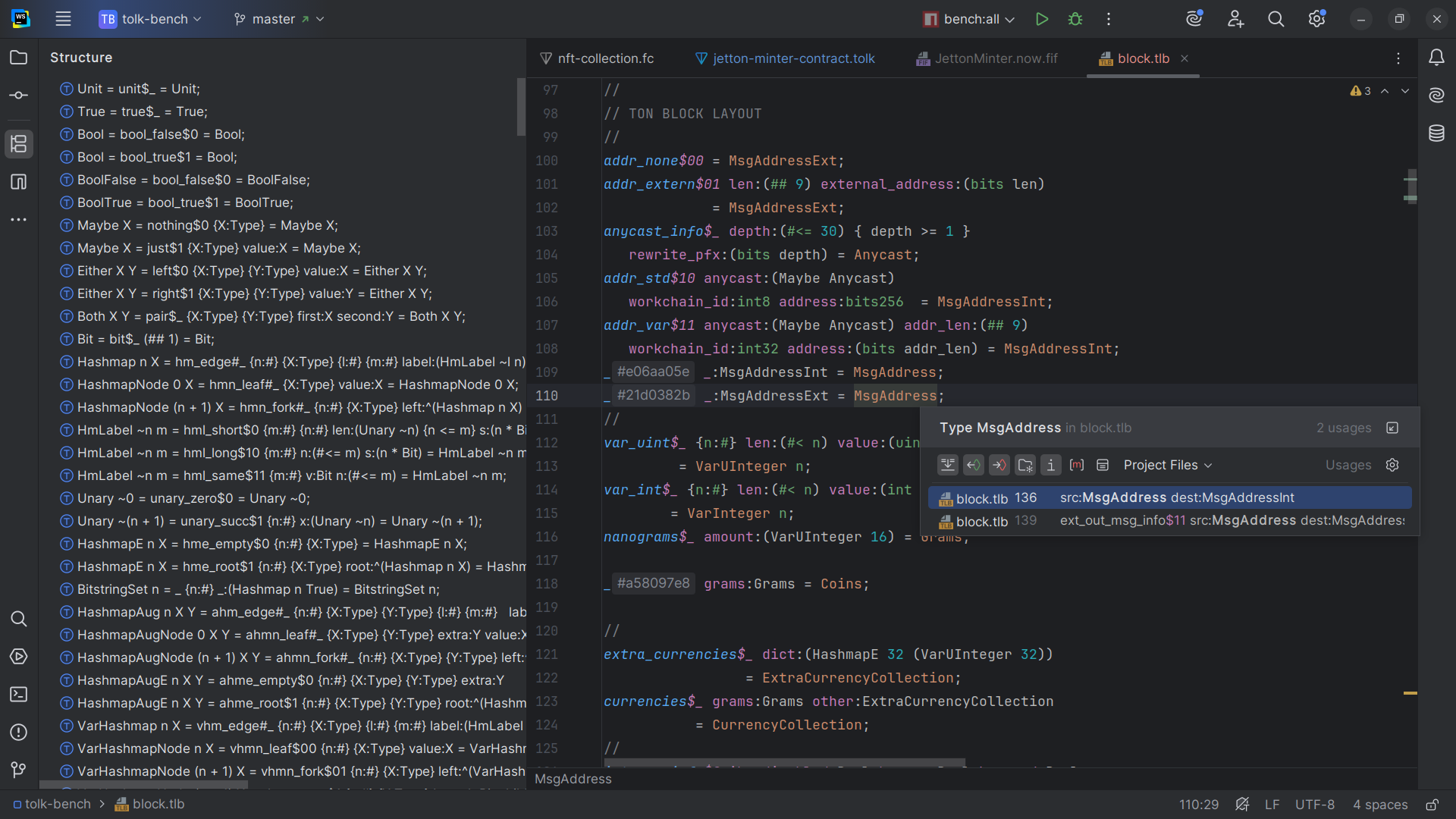 Screenshot of the TL-B data scheme support