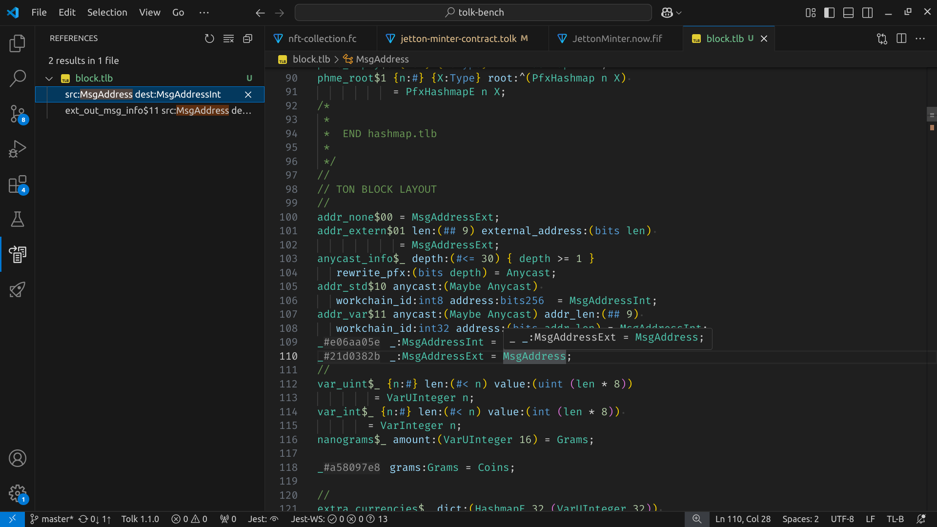Screenshot of the TL-B data scheme support