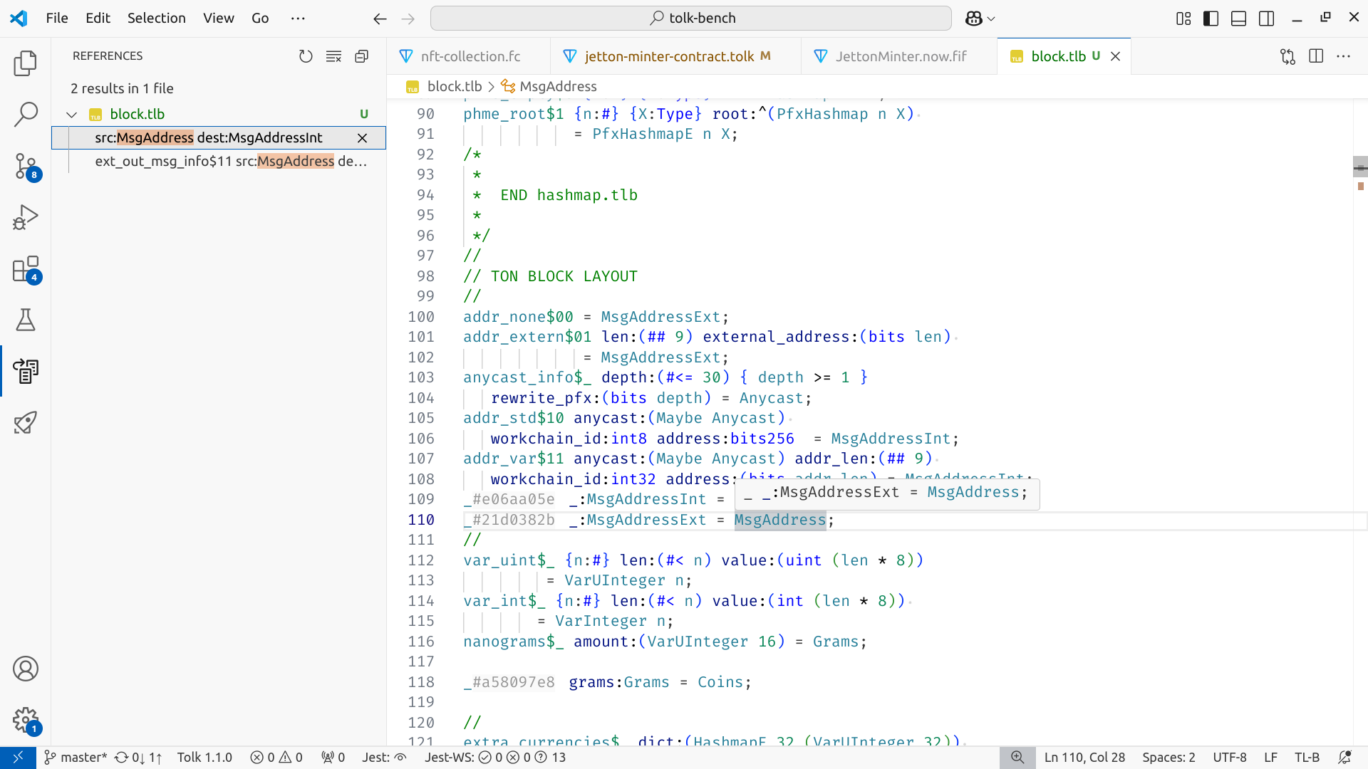 Screenshot of the TL-B data scheme support