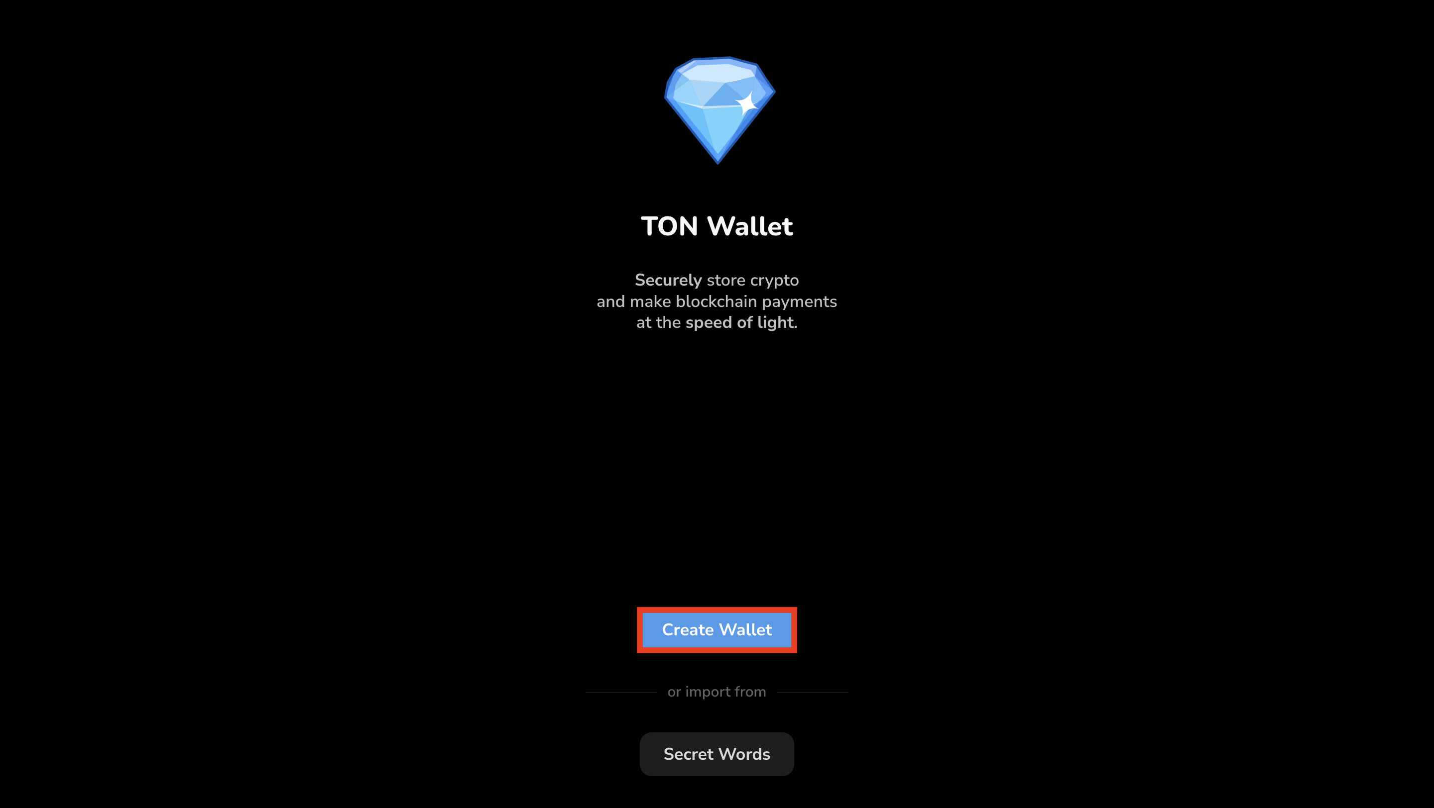 Web wallet welcome page