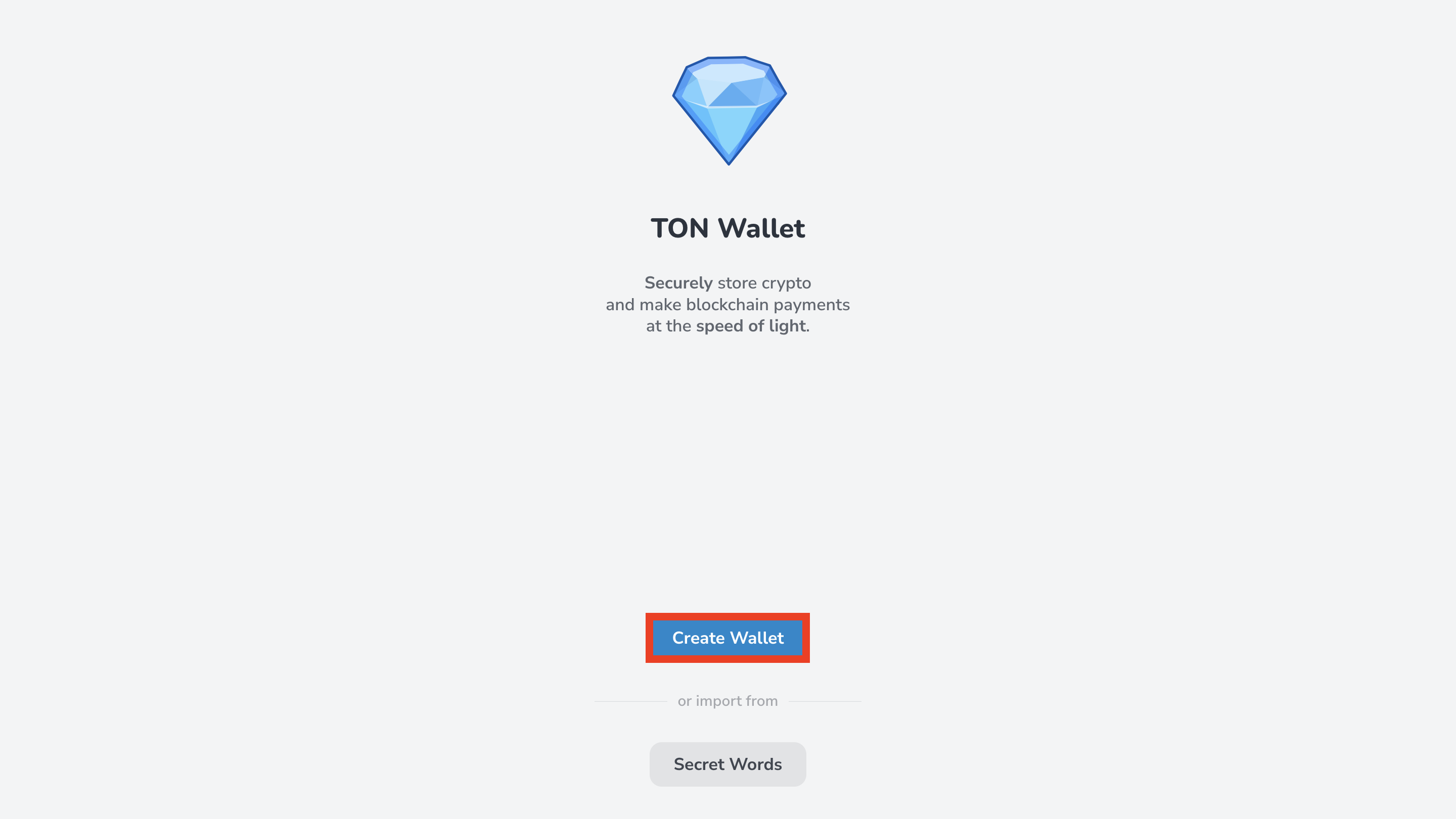 Web wallet welcome page